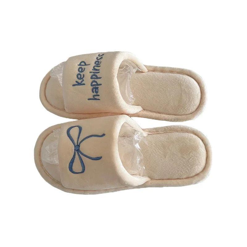 New Creative English Letters Ins Style Word Soft Flat Bottom Ladies Cotton Slippers