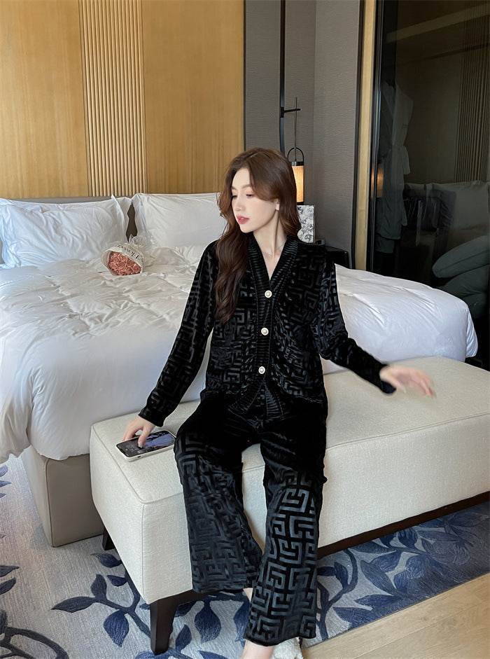 New Gold Velvet Pajamas Women's Suit