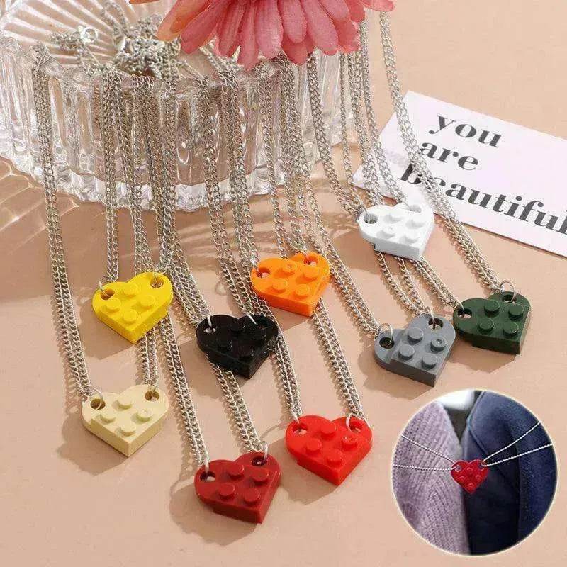 New Heart Shaped Stitching Acrylic Couple Necklace