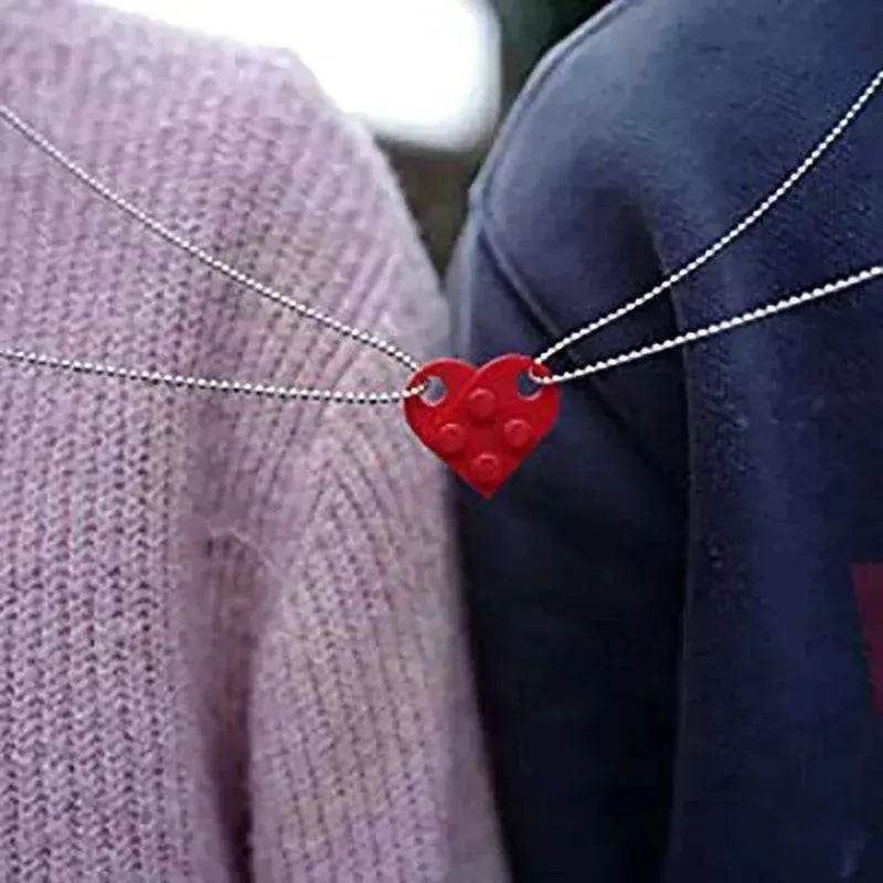 New Heart Shaped Stitching Acrylic Couple Necklace