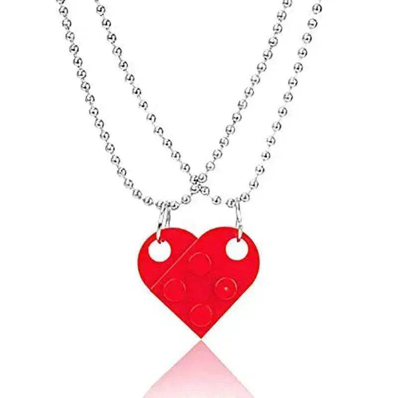New Heart Shaped Stitching Acrylic Couple Necklace