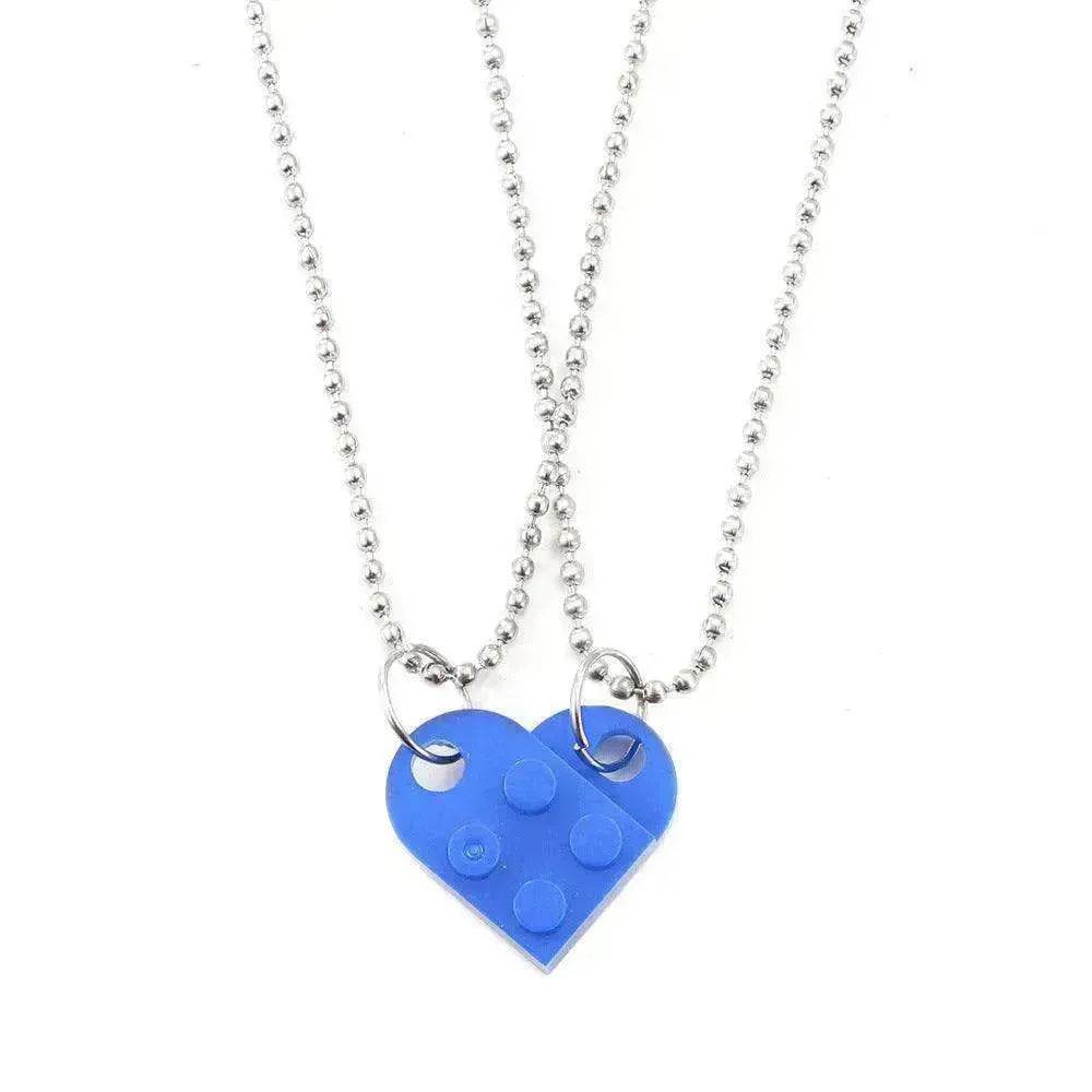 New Heart Shaped Stitching Acrylic Couple Necklace