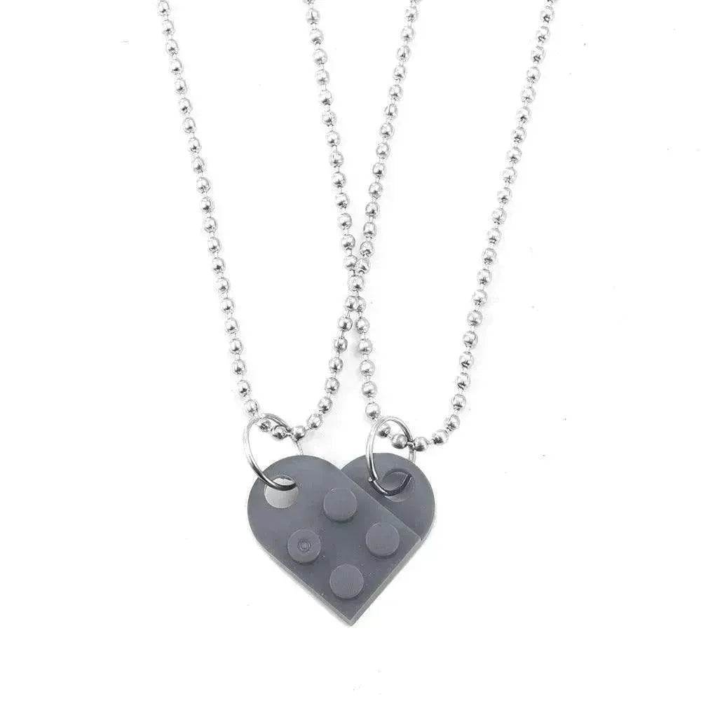 New Heart Shaped Stitching Acrylic Couple Necklace