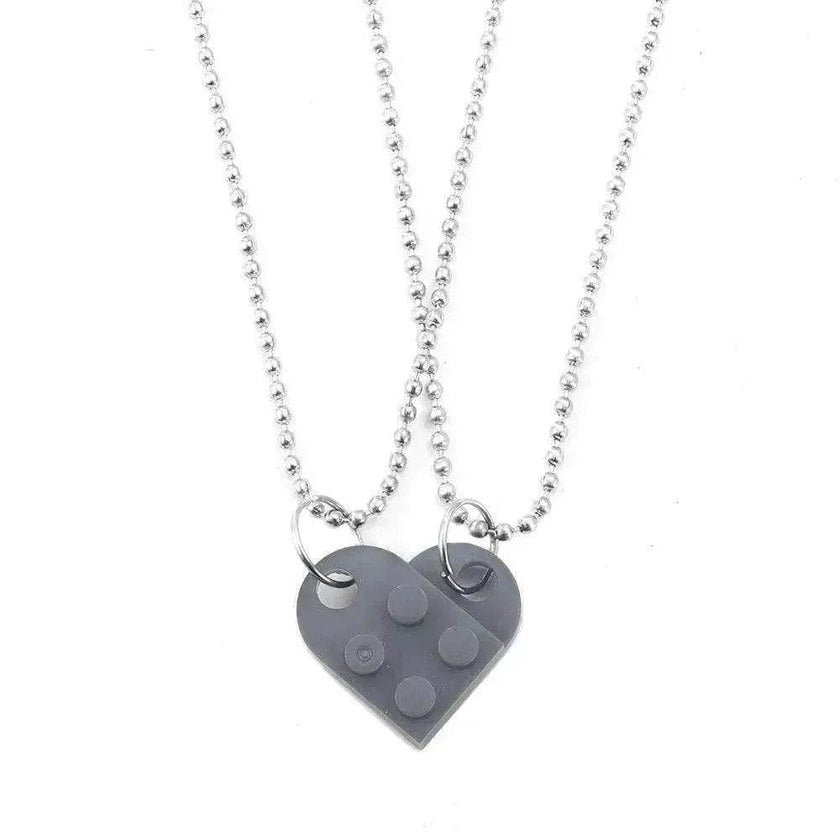 New Heart Shaped Stitching Acrylic Couple Necklace