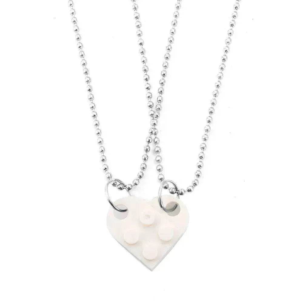 New Heart Shaped Stitching Acrylic Couple Necklace