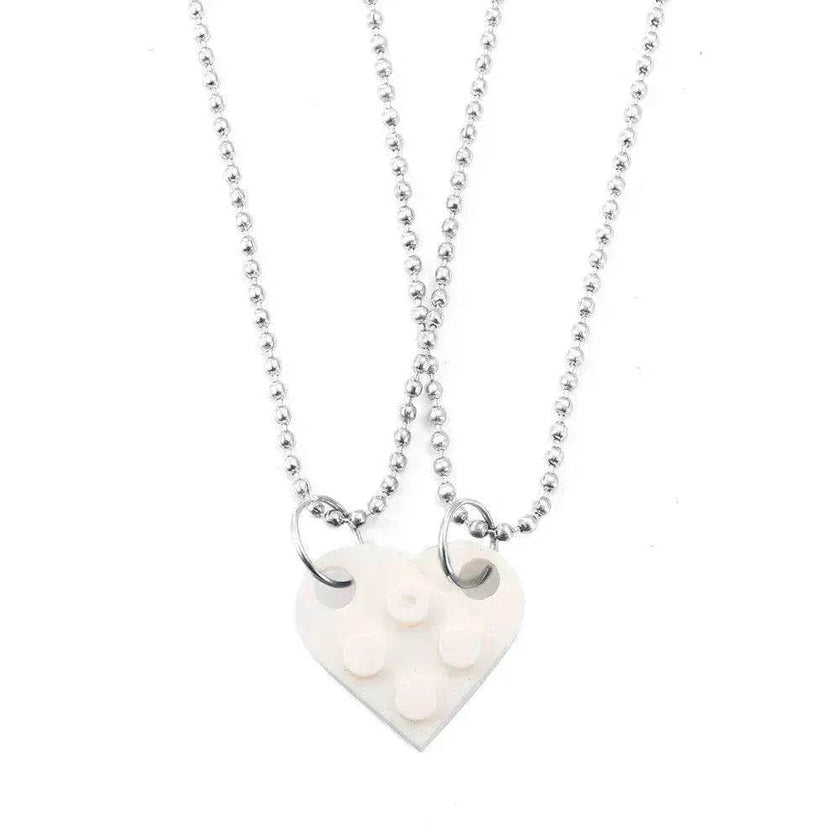 New Heart Shaped Stitching Acrylic Couple Necklace