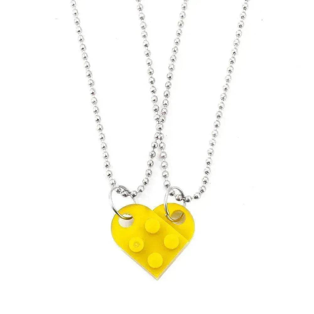 New Heart Shaped Stitching Acrylic Couple Necklace