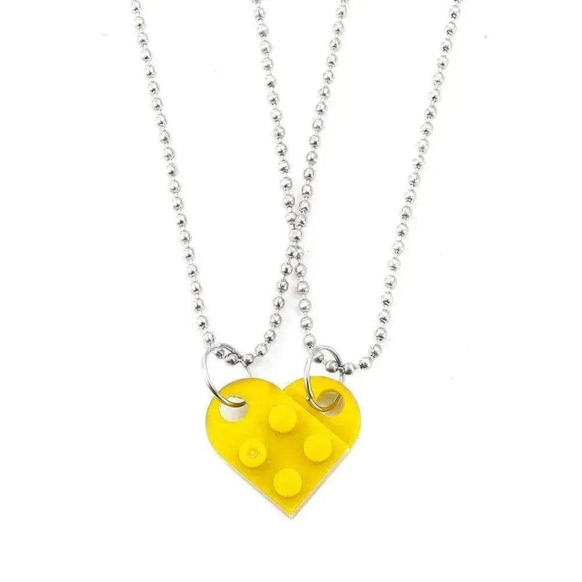 New Heart Shaped Stitching Acrylic Couple Necklace