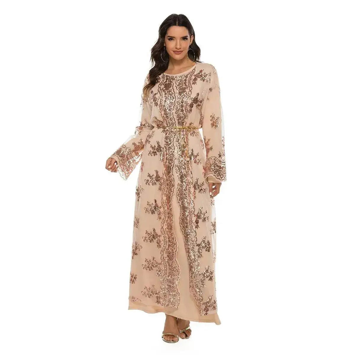 New High Density Sequin Embroidery Arab  Robe