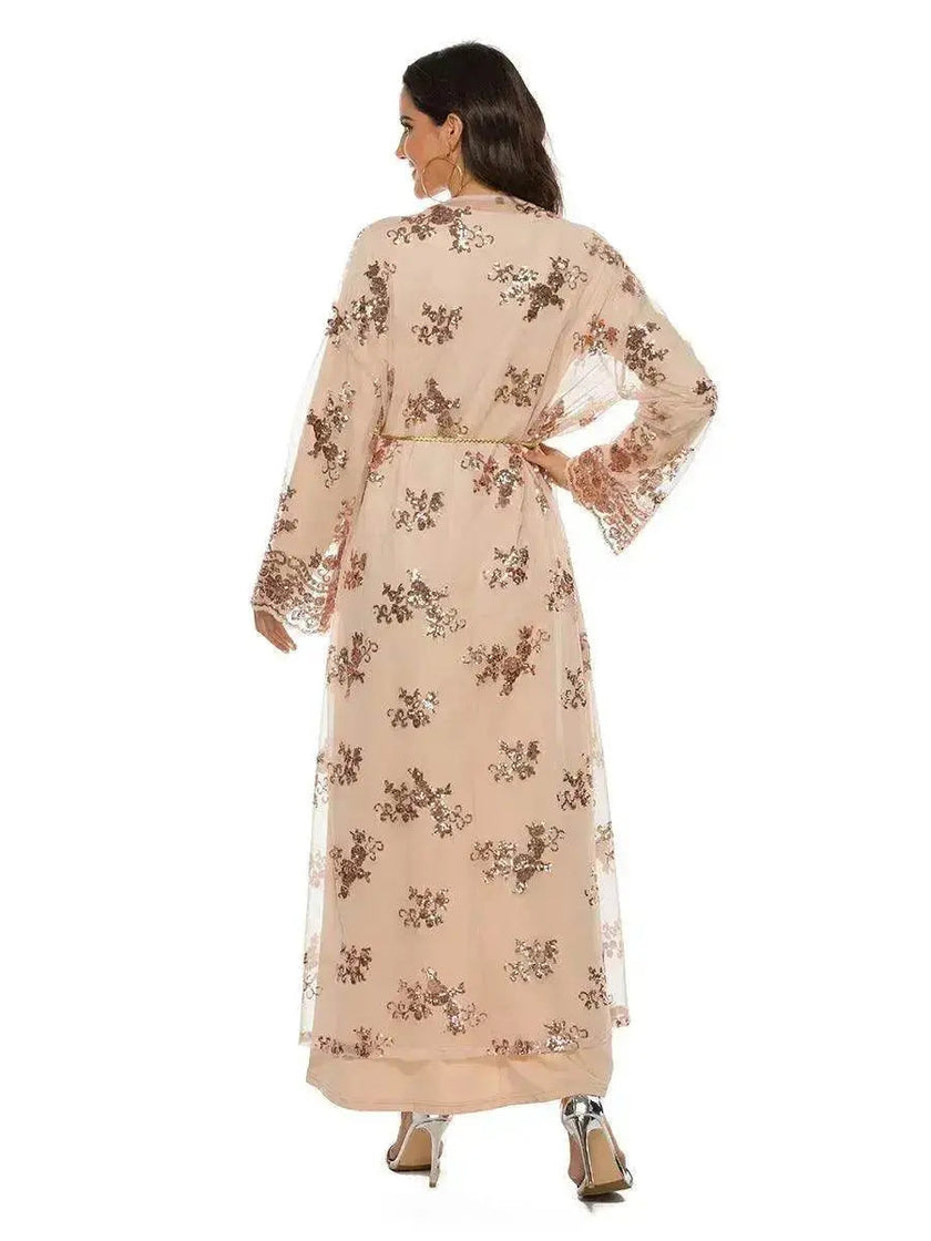 New High Density Sequin Embroidery Arab  Robe