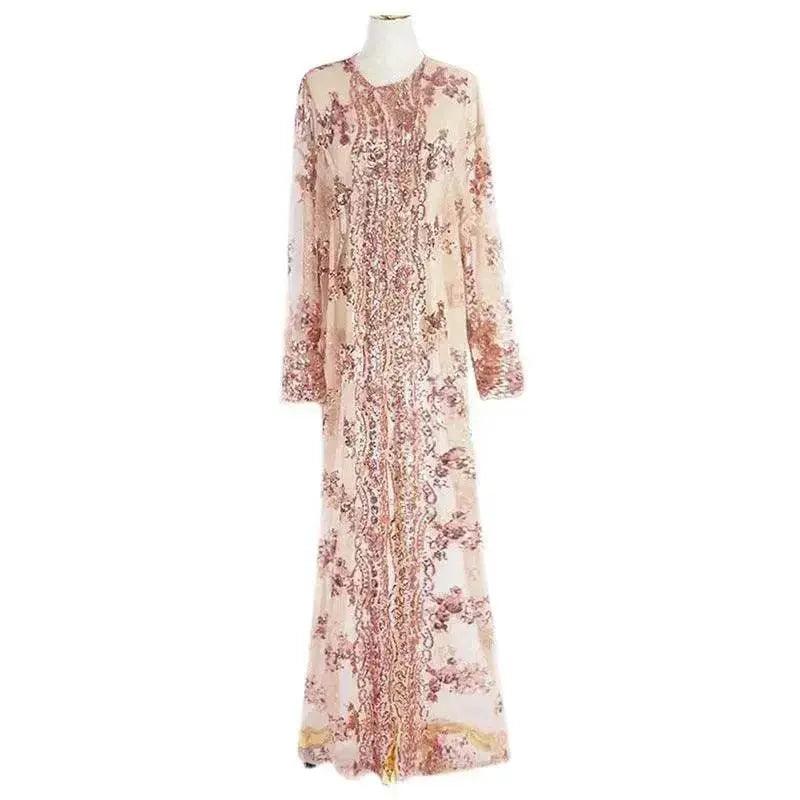 New High Density Sequin Embroidery Arab  Robe