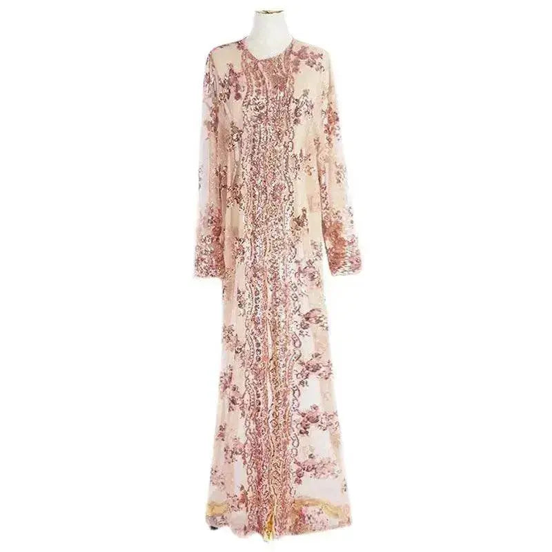 New High Density Sequin Embroidery Arab  Robe