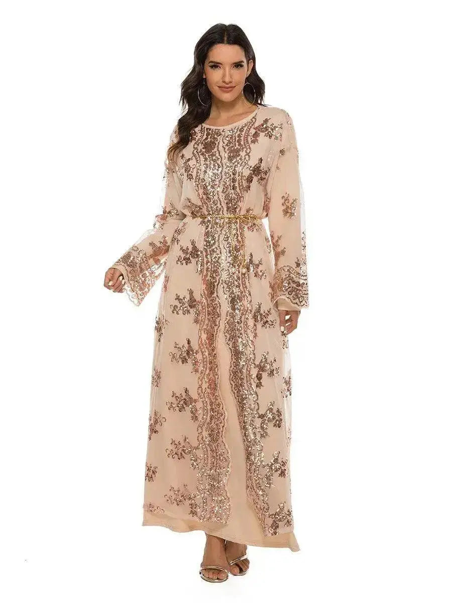 New High Density Sequin Embroidery Arab  Robe