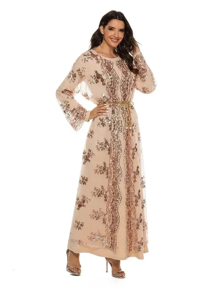 New High Density Sequin Embroidery Arab  Robe
