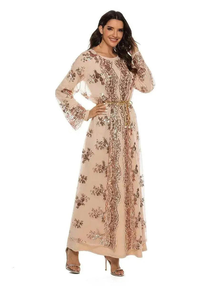 New High Density Sequin Embroidery Arab  Robe