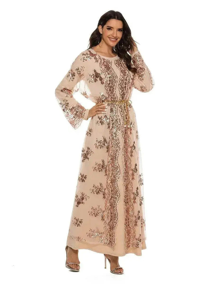 New High Density Sequin Embroidery Arab  Robe