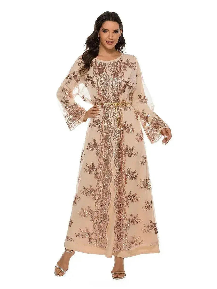 New High Density Sequin Embroidery Arab  Robe