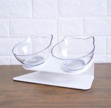 New Inclined Food Cat Ear Oblique Mouth Transparent Single Pet Bowl