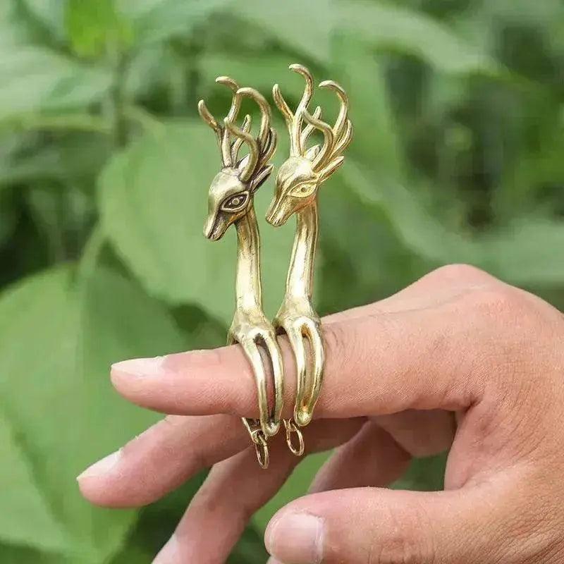 New Lucky Deer Anti-finger Smoked Yellow Release Finger Copper Ring
