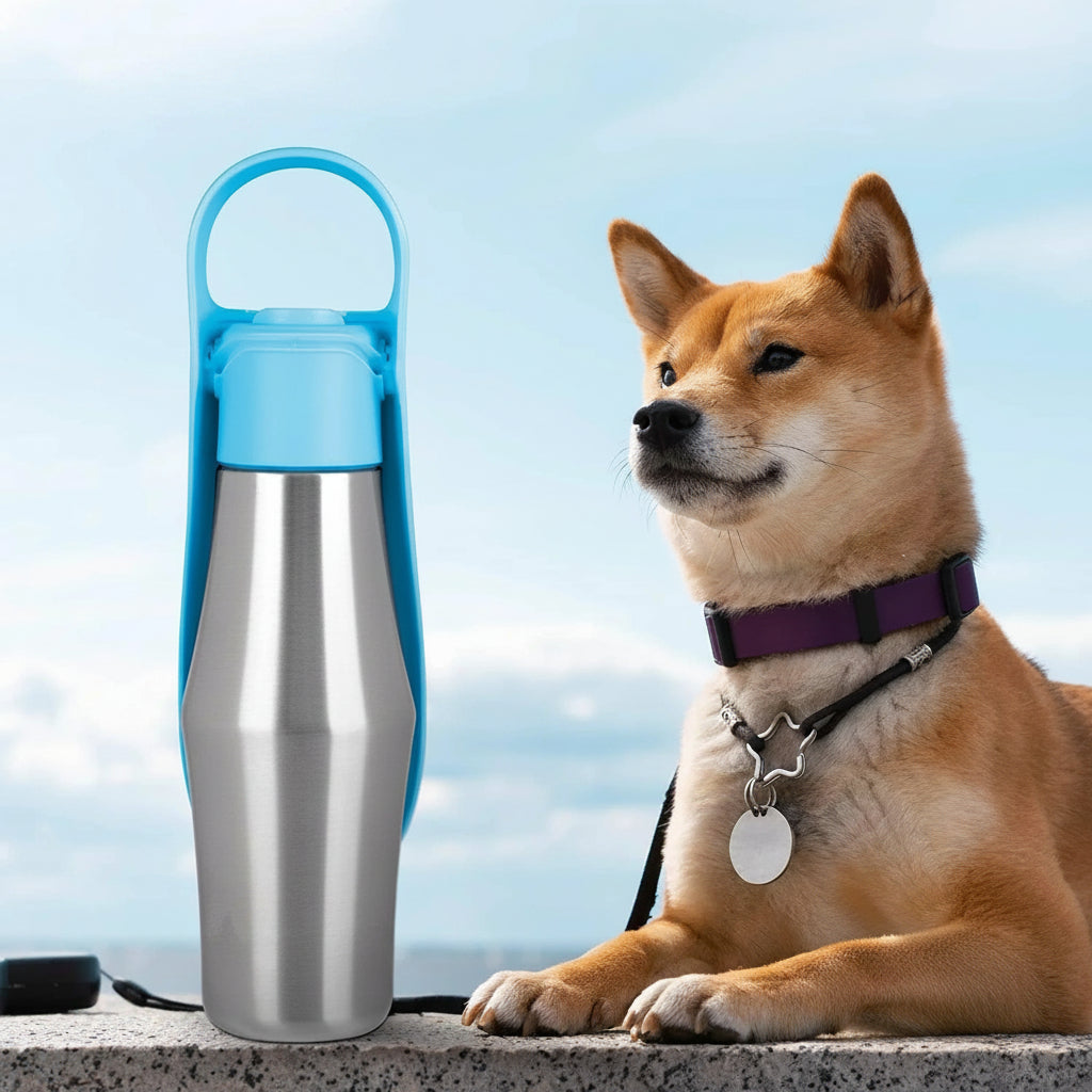 Portable Dog Water Bottle – 27oz Silicone Leaf Design Travel Drinker for Dogs