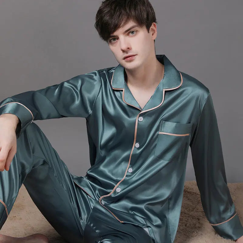 New Spring And Autumn Silk Couple Pajamas For Women