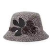 New women's woolen French plain weave flowers basin hat