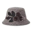 New women's woolen French plain weave flowers basin hat