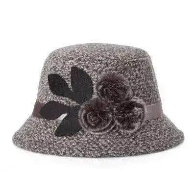 New women's woolen French plain weave flowers basin hat