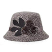 New women's woolen French plain weave flowers basin hat