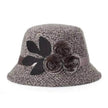 New women's woolen French plain weave flowers basin hat