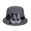 New women's woolen French plain weave flowers basin hat