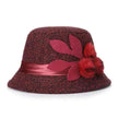 New women's woolen French plain weave flowers basin hat