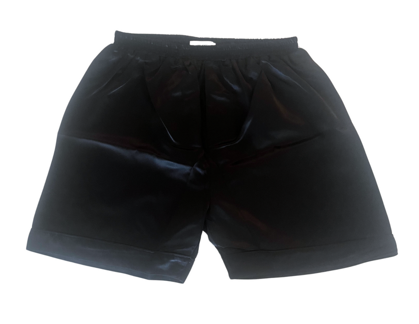 Men's Mulberry Silk Boxer Short with faux fly Black