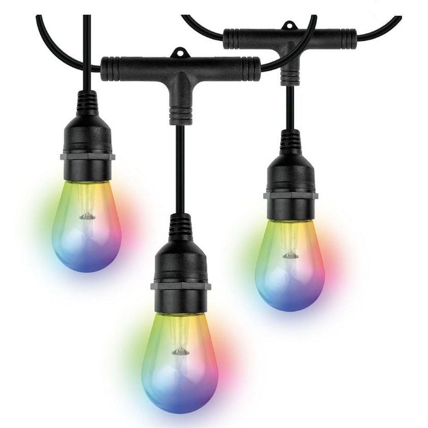 Nexxt - Smart Home Outdoor Wi-Fi Led String Lights 24 Bulbs 48Ft