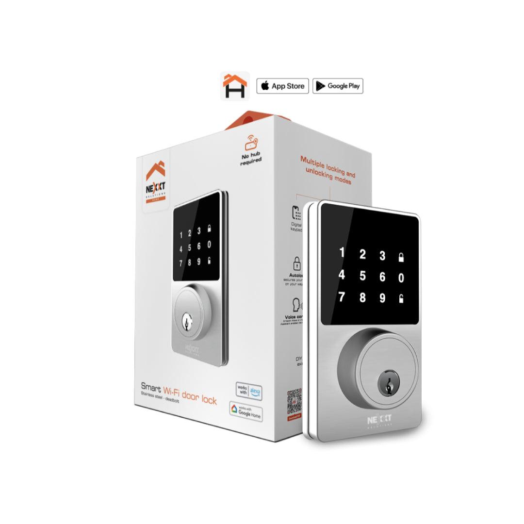 Nexxt - Smart Home - Wi-Fi Door Lock - Digital Keypad Mechanical Key - Stainless Steel