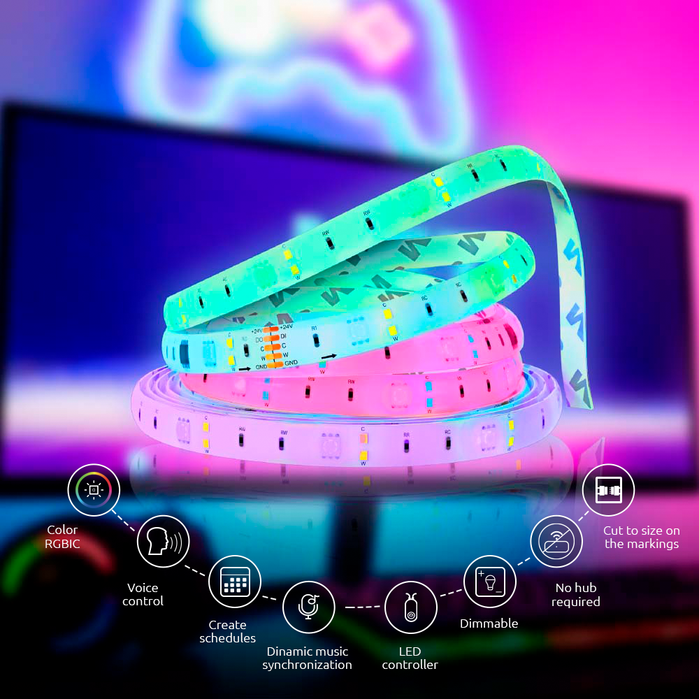 Nexxt - Smart Home - Wifi LED RGBIC Strip Lights-NHB-S613