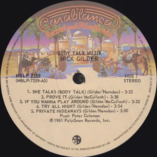 Nick Gilder – Body Talk Muzik - 1981 Original