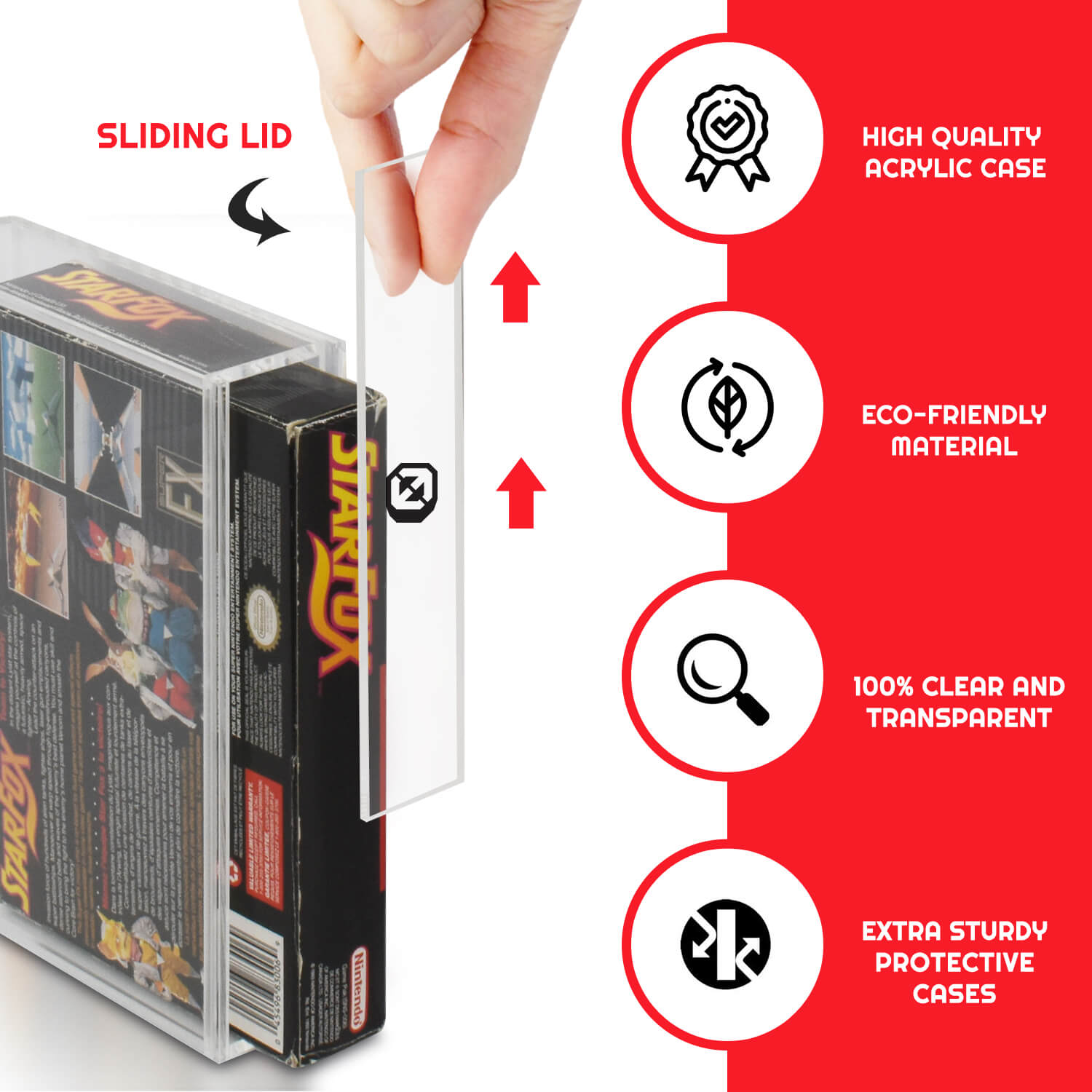EVORETRO Acrylic Display Protector for SNES Games and N64 Game Box - Pack of 2