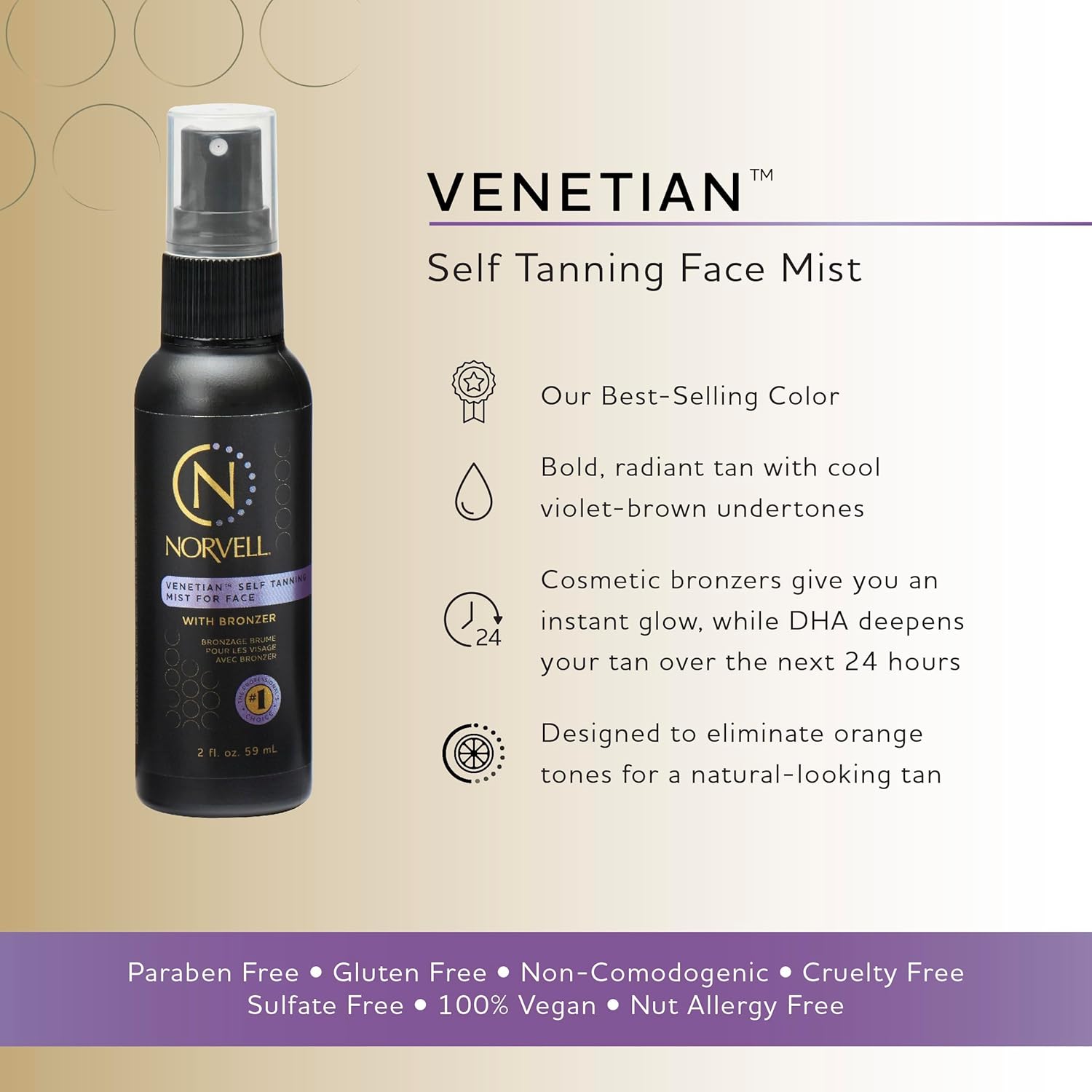 Norvell - Venetian 4-Faces Sunless Facial Self-Tanning & Touch-up Spray 2 fl.oz.