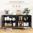 Brooklyn Sideboard/Kitchen Buffet Cabinet with Adjustable Shelves-Black
