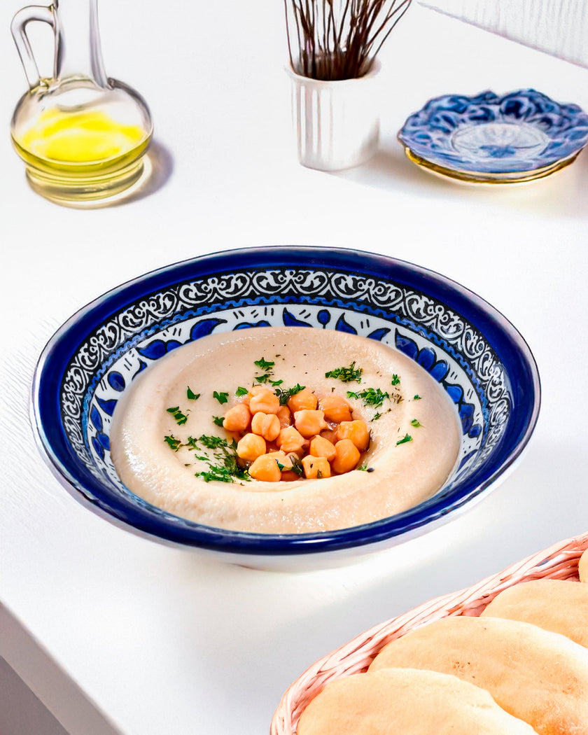 Dishes (Low Bowl) | Medium & Large – Hand-Painted Palestinian Ceramic | Multicolor & Navy