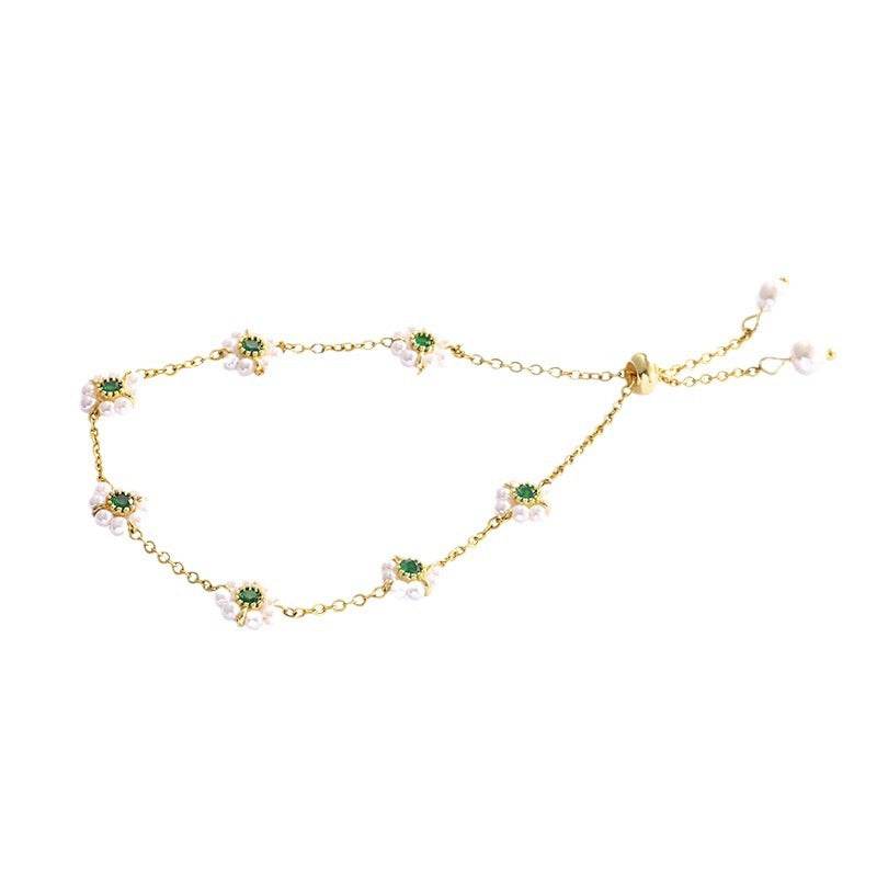 Pearl Flowers Bracelet All-match Fashion Adjustable Chain Bracelet for women