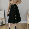 Retro Button A-line Fashion flared Corduroy Midi Skirt