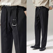 Detachable Belt Draping Wide-leg Suit Chinos Trouser For Men