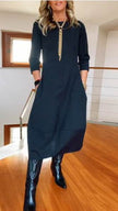 Long Sleeved Dress Women – High Waist Oversized Swing Maxi Dress