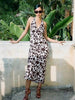 French Vest Printed Midi Floral Summer New Elegant Backless V-neck Halter Dress