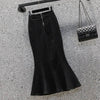 Mermaid Denim Skirt Cotton Mid Length Fishtail Style