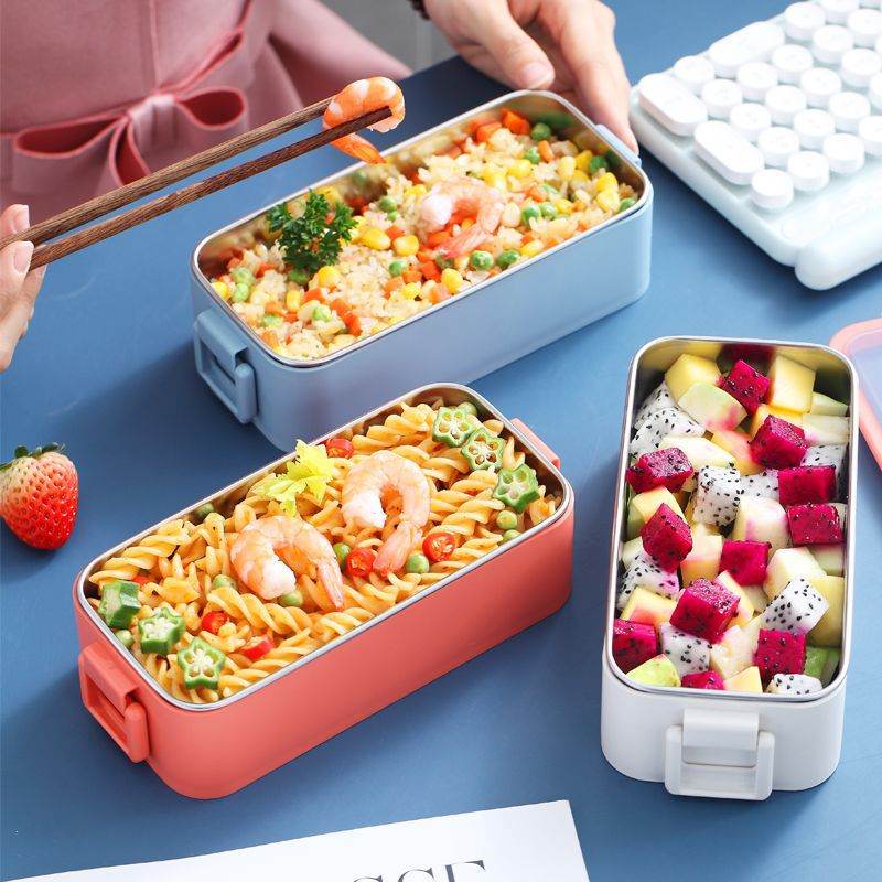 Portable Stainless Steel Double Layer Kids Lunch Box
