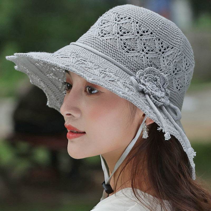 New Summer Outdoor Sunshade UV Protection Wide Brim Crotchet Sun Hat with neck flap for women