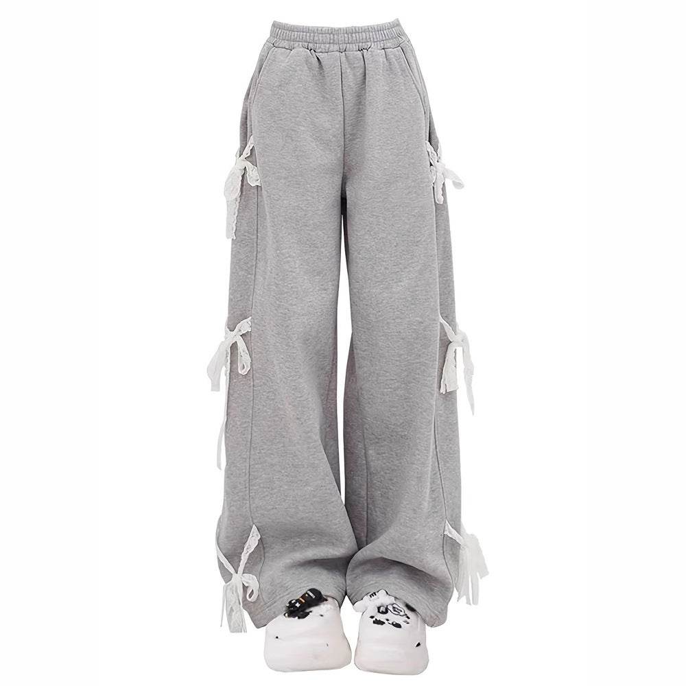 Fashion Bow lace up Oversized Baggy Sweat Pant women